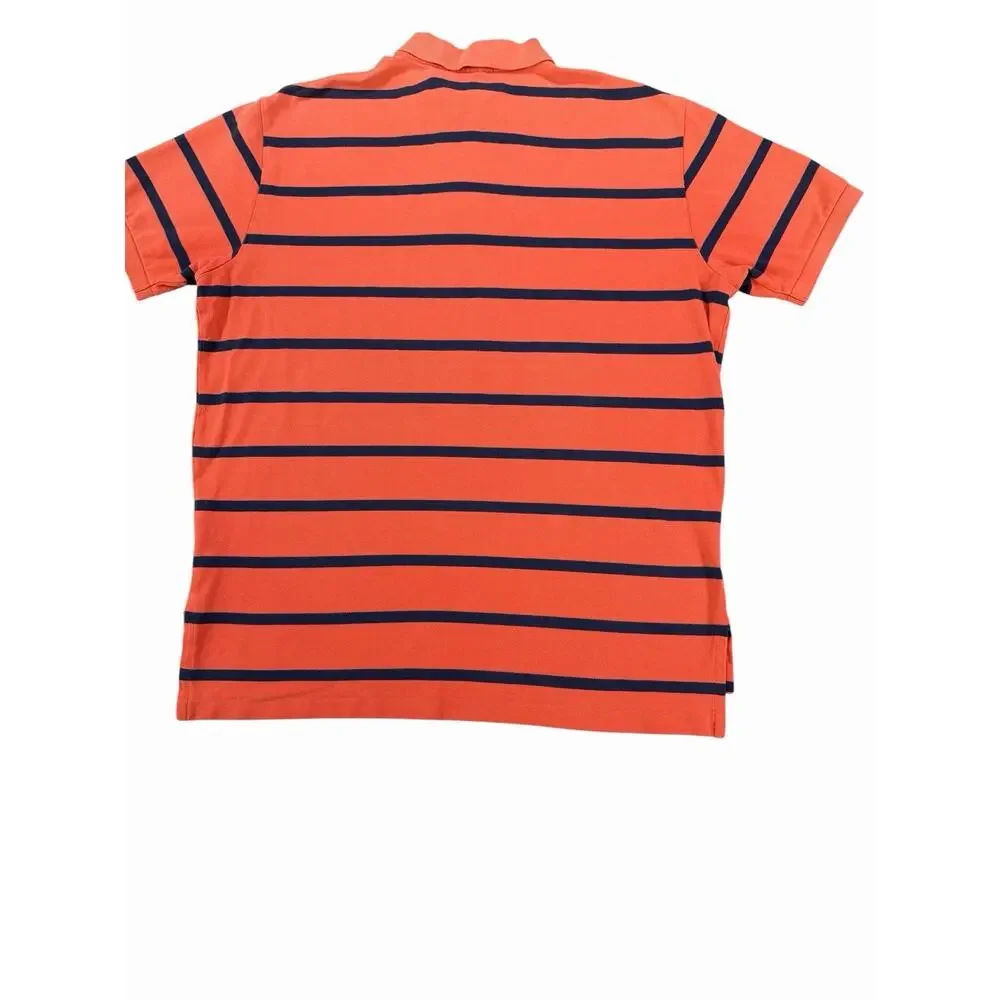 Polo Ralph Lauren Men's XL Orange Blue Striped Shirt Cotton Pony Logo